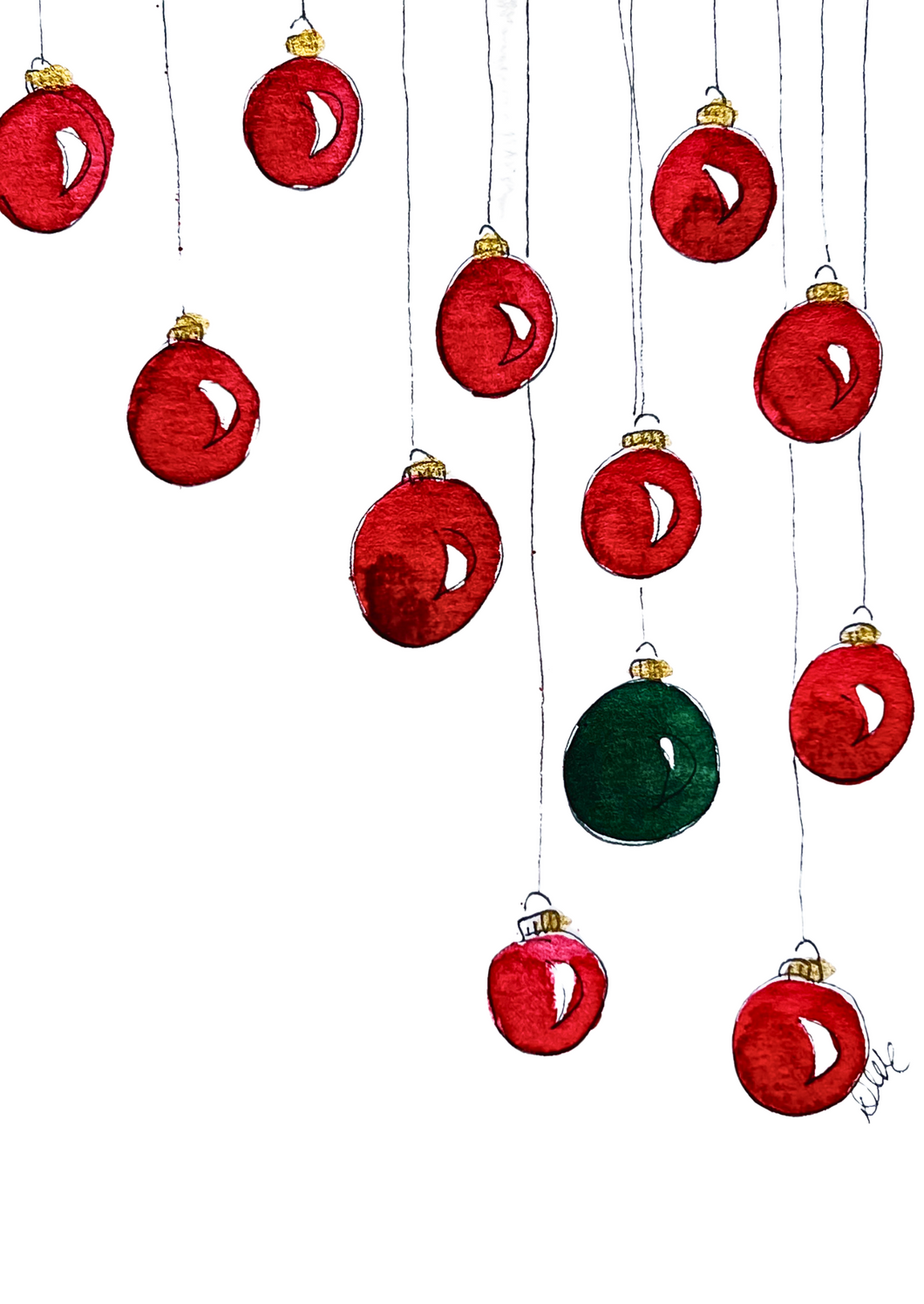 Seasonal Christmas Card - Red Baubles