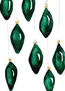 Seasonal Christmas Card - Green Baubles Drops