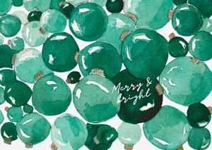 Seasonal Christmas Card - Green Baubles